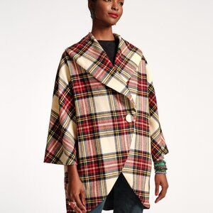 Frances Valentine Plaid Jacket in Red, Yellow, and Cream